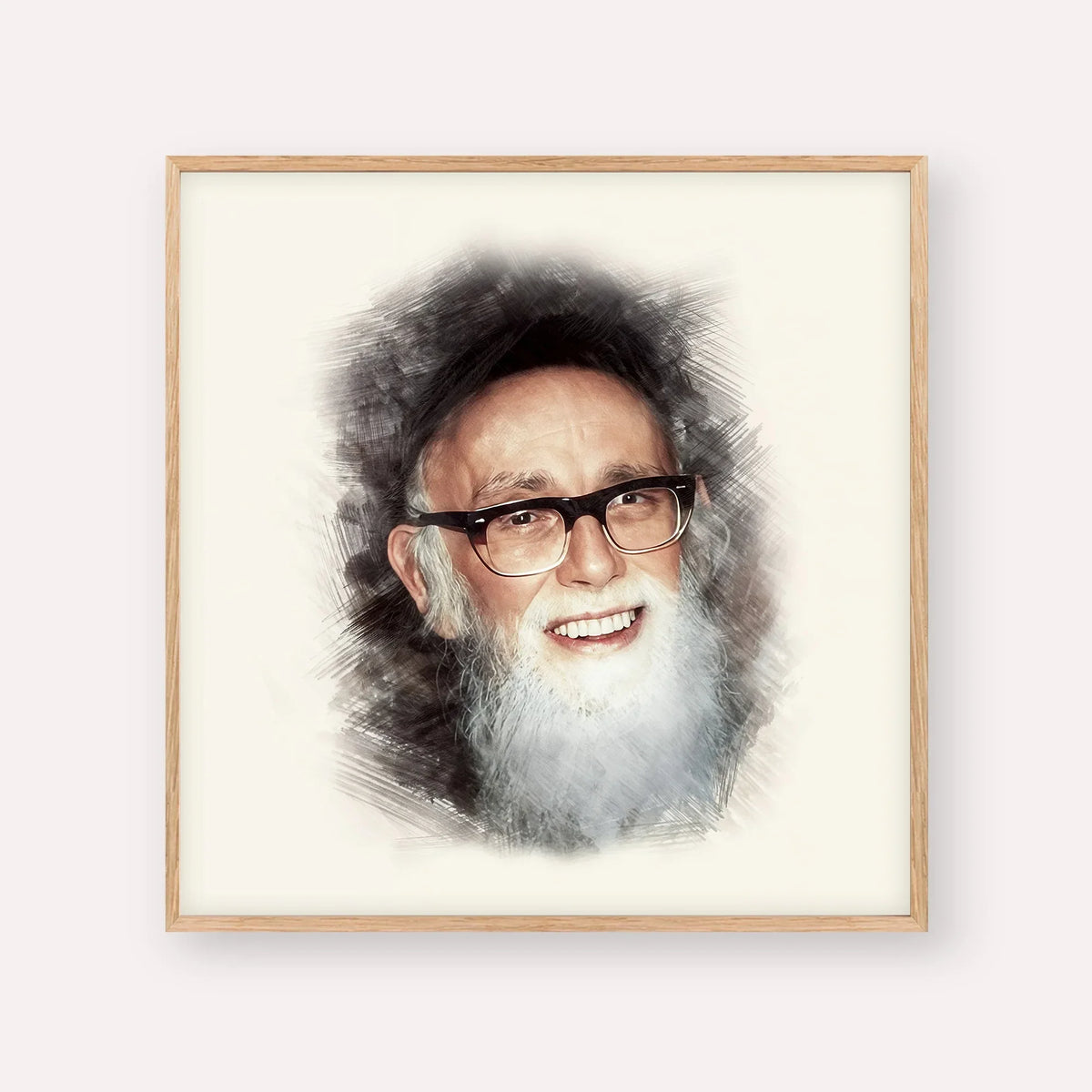 Rav Shlomo Zalman Auberach – Wood Frame Square | Jewish Wall Art, Gedolim Pictures