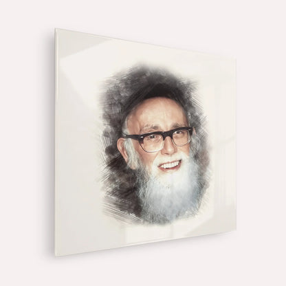Rav Shlomo Zalman Auberach – Acrylic Glass Square | Jewish Wall Art, Gedolim Pictures