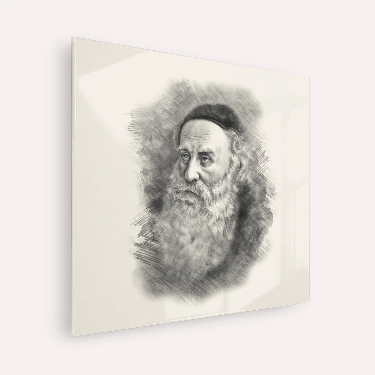 Rav Shneur Zalman (Baal HaTanya) – Black & White – Acrylic Glass Square | Jewish Wall Art, Gedolim Pictures