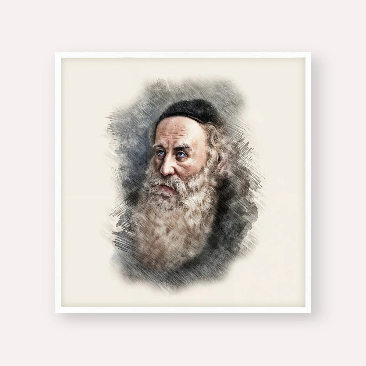 Rav Shneur Zalman (Baal HaTanya) – White Frame Square | Jewish Wall Art, Gedolim Pictures