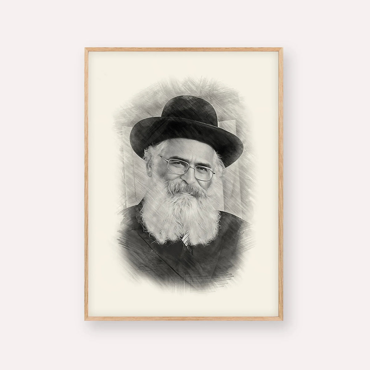 Rav Yoram Abergel – Black & White – Wood Frame Vertical | Jewish Wall Art, Gedolim Pictures