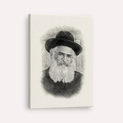 Rav Yoram Abergel – Black & White – Canvas Vertical | Jewish Wall Art, Gedolim Pictures