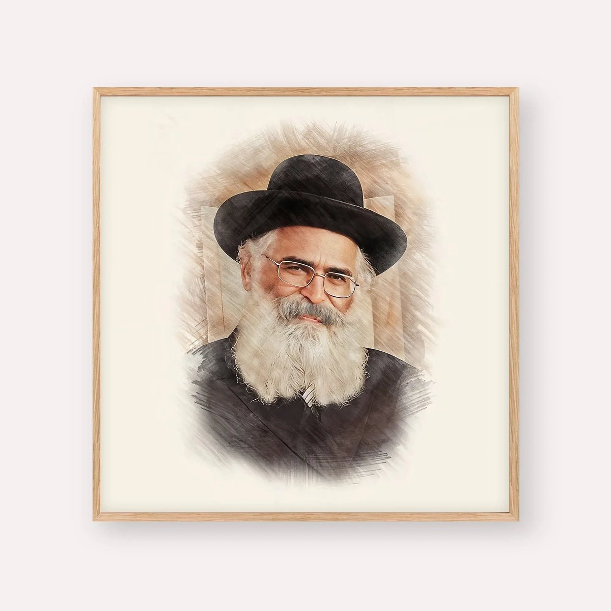 Rav Yoram Abergel – Wood Frame Square | Jewish Wall Art, Gedolim Pictures
