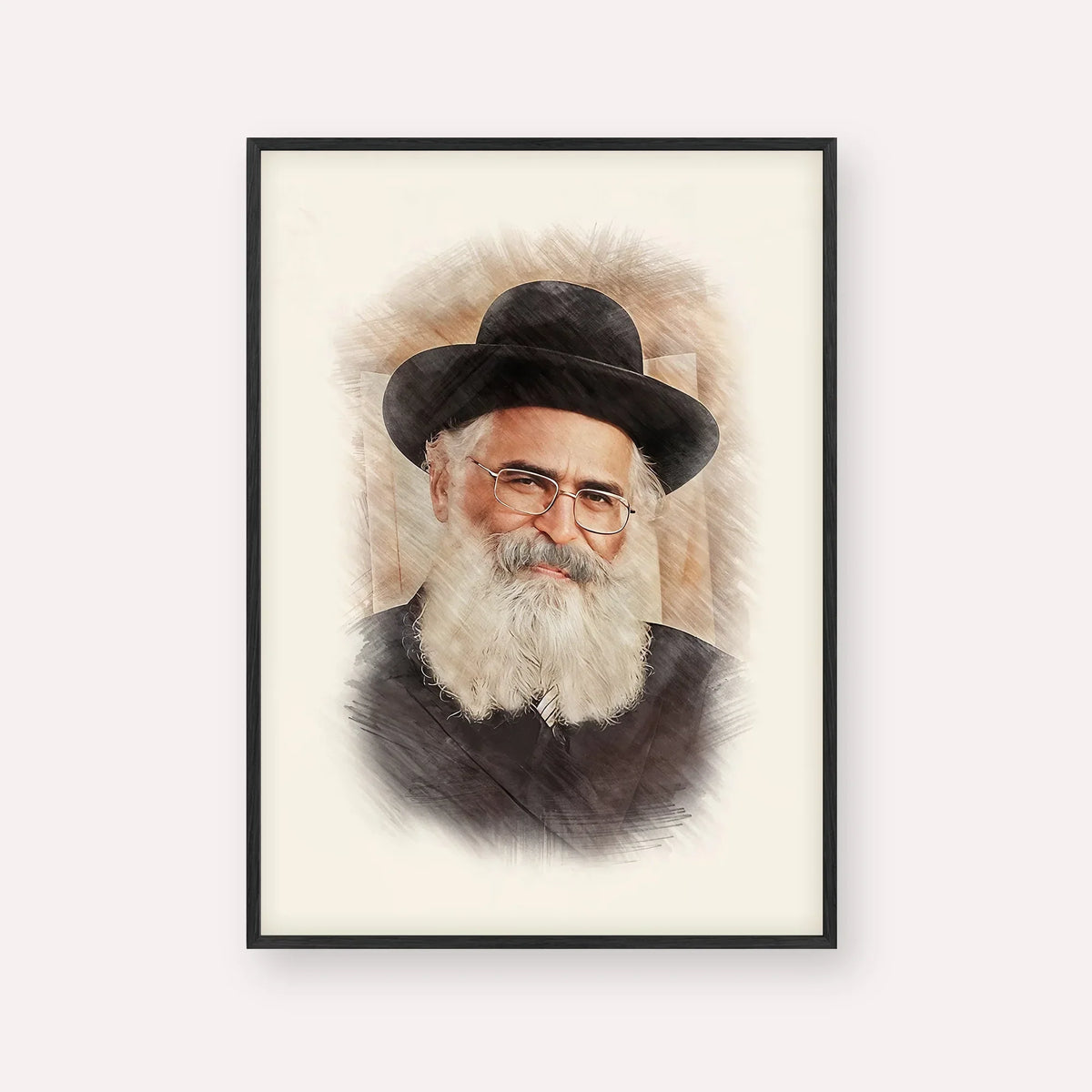 Rav Yoram Abergel – Black Frame Vertical | Jewish Wall Art, Gedolim Pictures