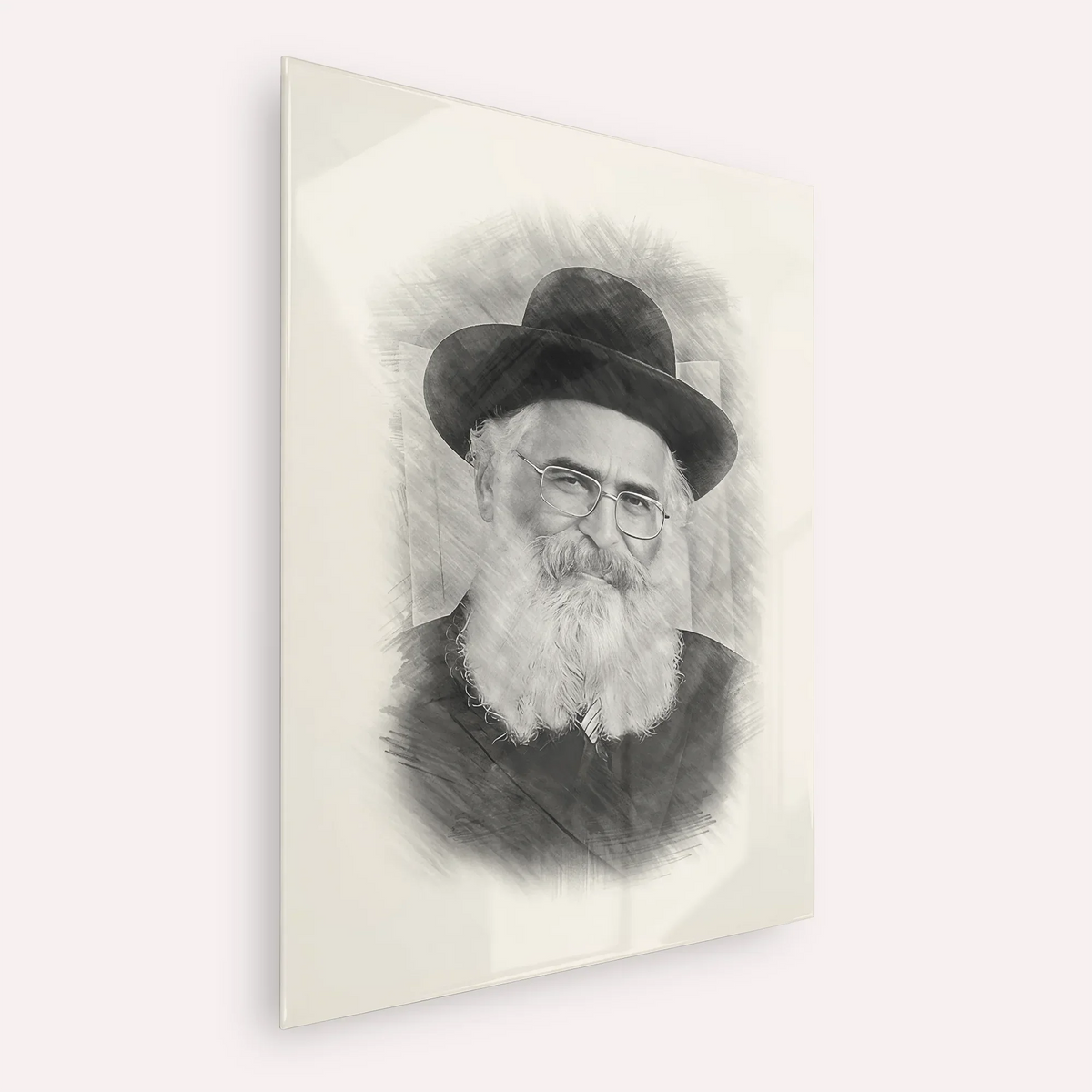 Rav Yoram Abergel – Black & White – Acrylic Glass Vertical | Jewish Wall Art, Gedolim Pictures