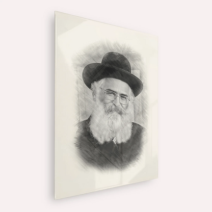 Rav Yoram Abergel – Black & White – Acrylic Glass Vertical | Jewish Wall Art, Gedolim Pictures