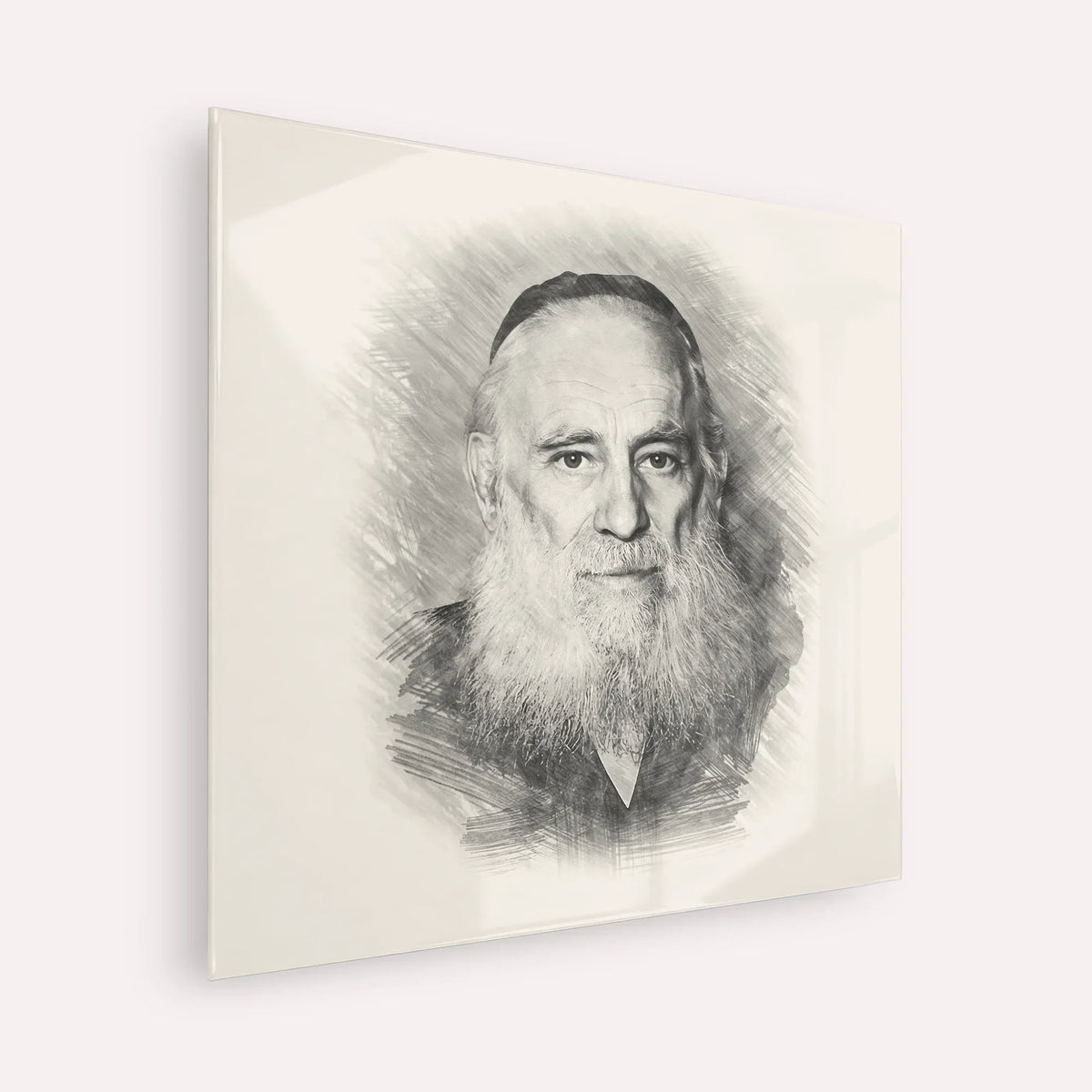 Rav Yosef Kahaneman (The Ponevezhher Rav) – Black & White – Acrylic Glass Square | Jewish Wall Art, Gedolim Pictures