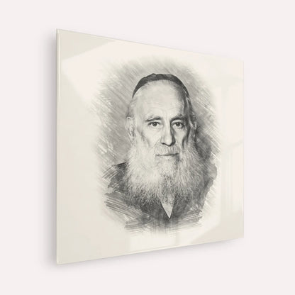 Rav Yosef Kahaneman (The Ponevezhher Rav) – Black & White – Acrylic Glass Square | Jewish Wall Art, Gedolim Pictures