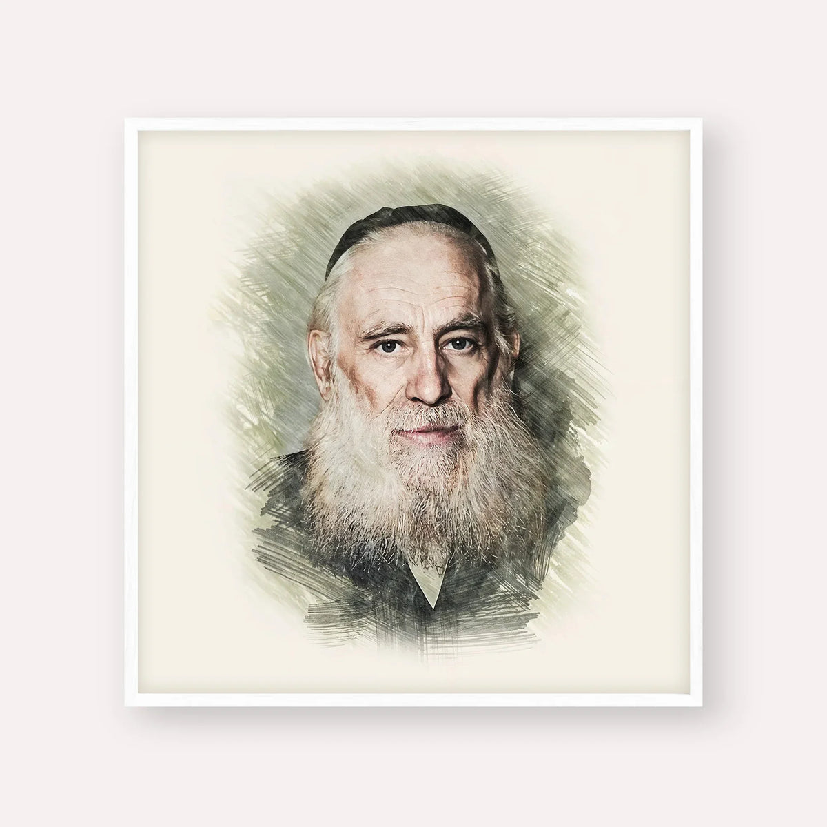 Rav Yosef Kahaneman (The Ponevezhher Rav) – White Frame Square | Jewish Wall Art, Gedolim Pictures