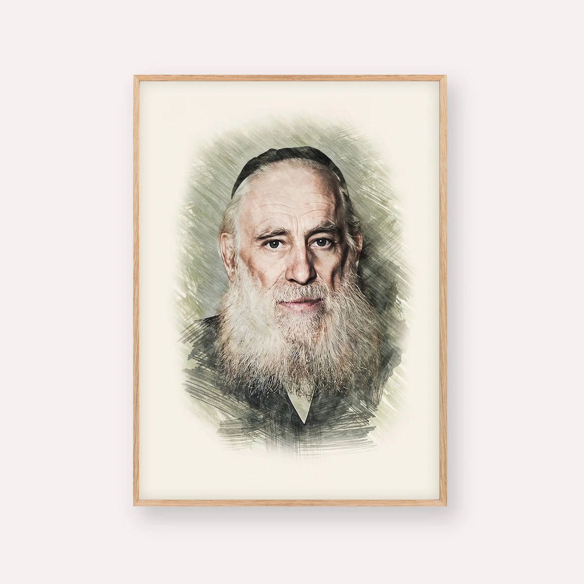 Rav Yosef Kahaneman (The Ponevezhher Rav) – Wood Frame Vertical | Jewish Wall Art, Gedolim Pictures