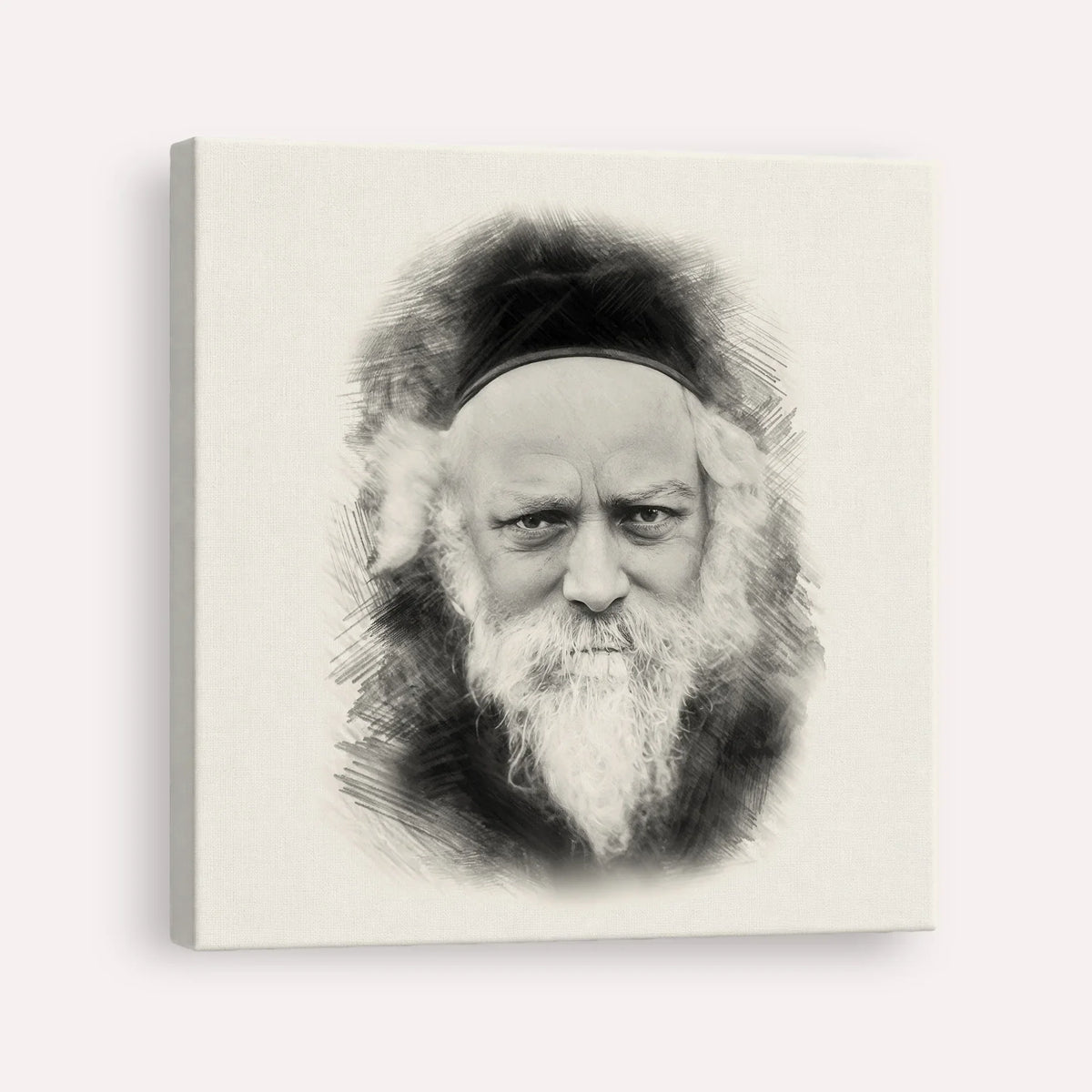 Reb Boruch Ber – Black & White – Canvas Square | Jewish Wall Art, Gedolim Pictures