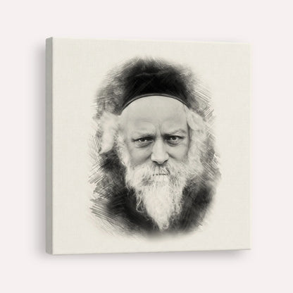 Reb Boruch Ber – Black & White – Canvas Square | Jewish Wall Art, Gedolim Pictures