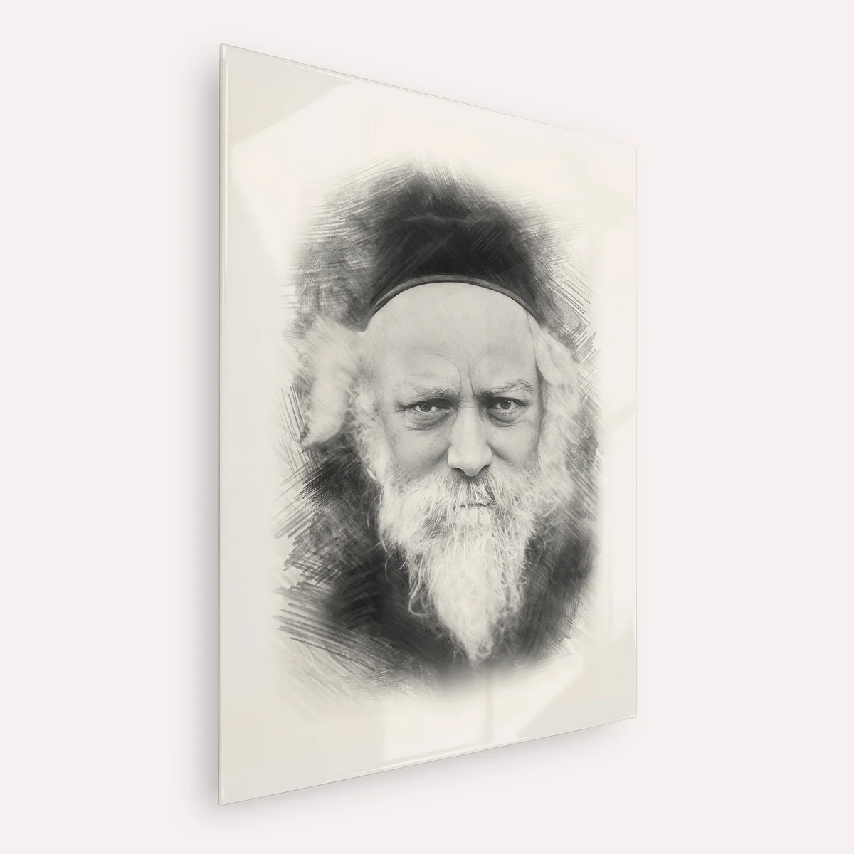 Reb Boruch Ber – Black & White – Acrylic Glass Vertical | Jewish Wall Art, Gedolim Pictures