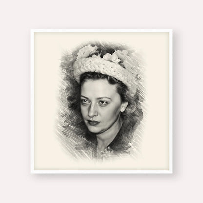 Rebbetzin Chaya Mushka Schneerson – Black & White – White Frame Square | Jewish Wall Art, Gedolim Pictures