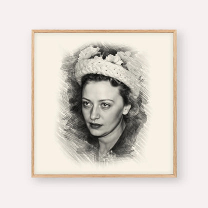 Rebbetzin Chaya Mushka Schneerson – Black & White – Wood Frame Square | Jewish Wall Art, Gedolim Pictures