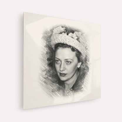 Rebbetzin Chaya Mushka Schneerson – Black & White – Acrylic Glass Square | Jewish Wall Art, Gedolim Pictures
