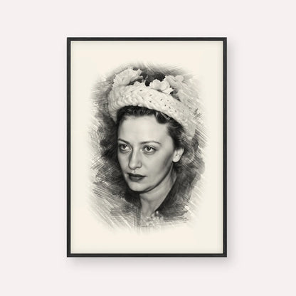 Rebbetzin Chaya Mushka Schneerson – Black & White – Black Frame Vertical | Jewish Wall Art, Gedolim Pictures