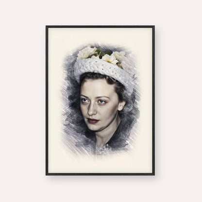 Rebbetzin Chaya Mushka Schneerson – Black Frame Vertical | Jewish Wall Art, Gedolim Pictures