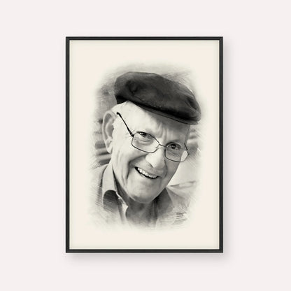 The Chalban - Rabbi Chaim Cohen – Black & White – Black Frame Vertical | Jewish Wall Art, Gedolim Pictures
