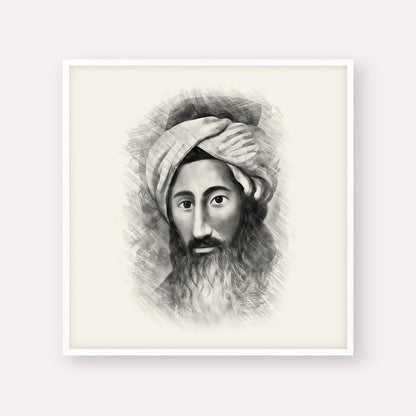 The Chida – Black & White – White Frame Square | Jewish Wall Art, Gedolim Pictures