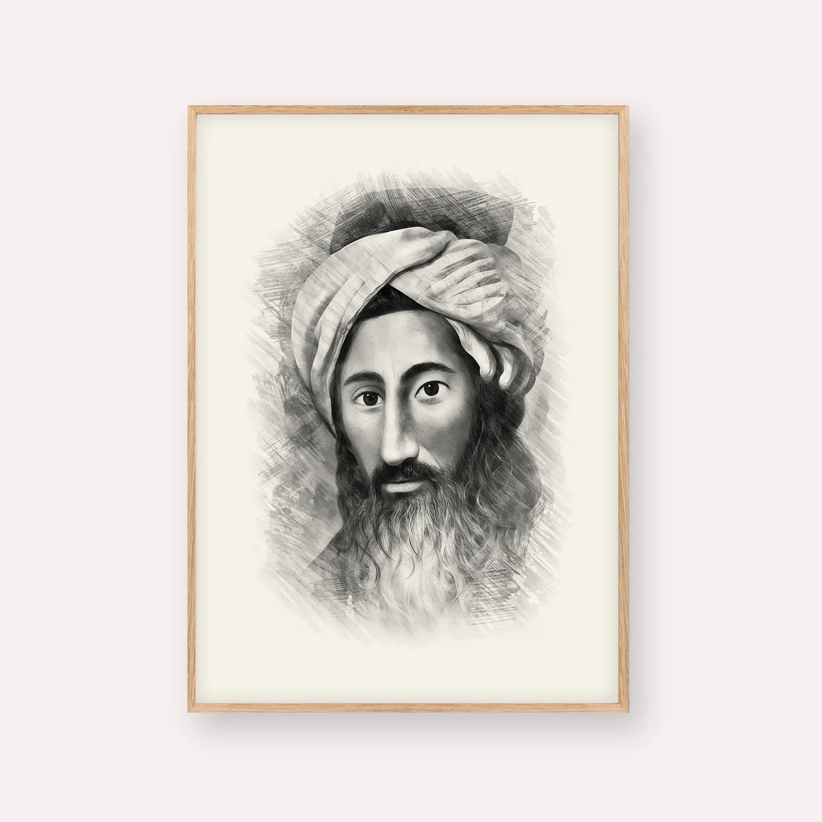The Chida – Black & White – Wood Frame Vertical | Jewish Wall Art, Gedolim Pictures