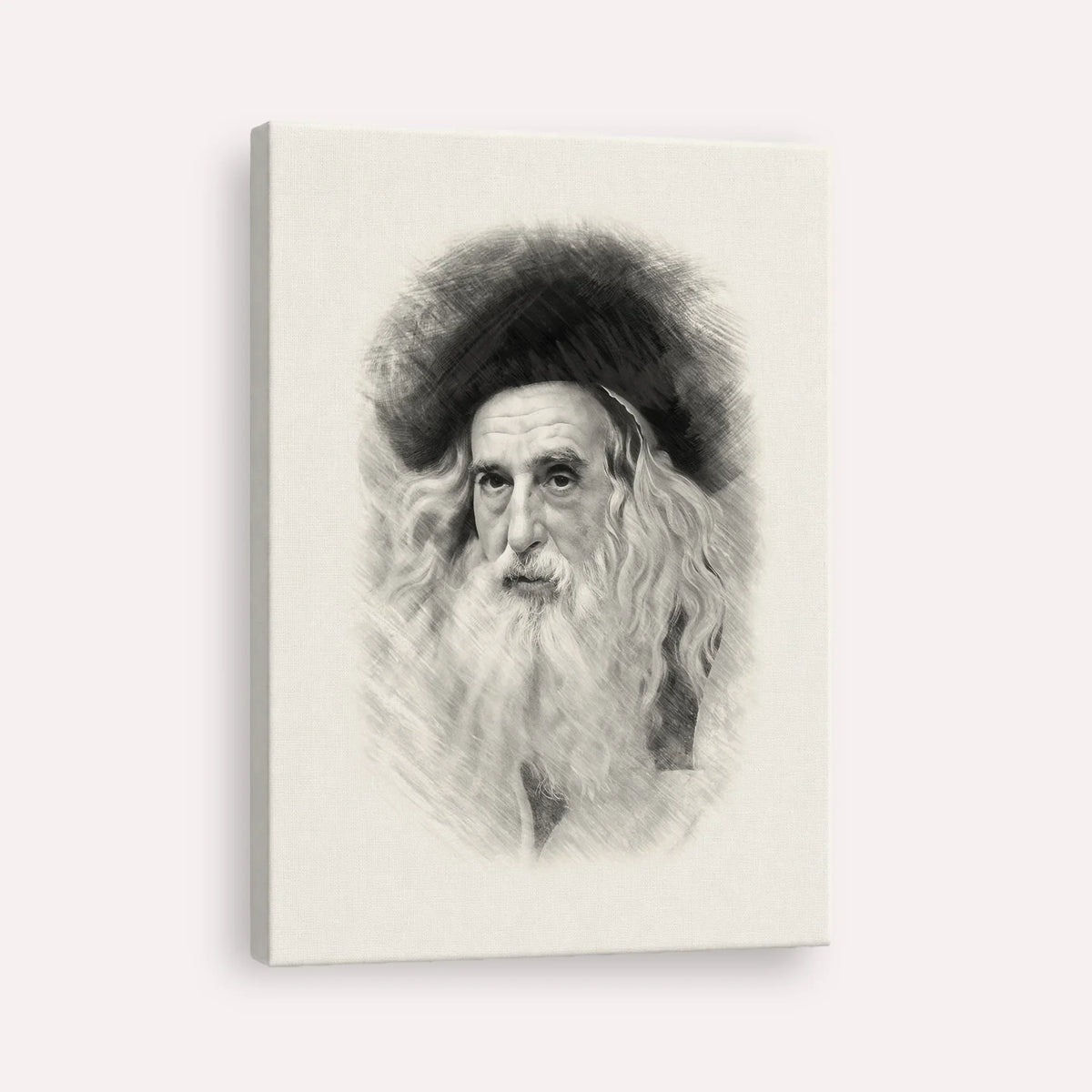 The Ribnitzer – Black & White – Canvas Vertical | Jewish Wall Art, Gedolim Pictures