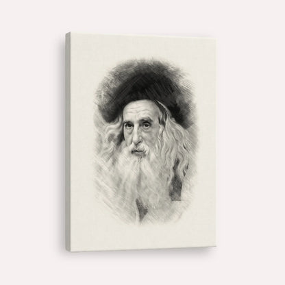 The Ribnitzer – Black & White – Canvas Vertical | Jewish Wall Art, Gedolim Pictures