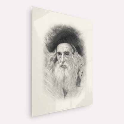 The Ribnitzer – Black & White – Acrylic Glass Vertical | Jewish Wall Art, Gedolim Pictures