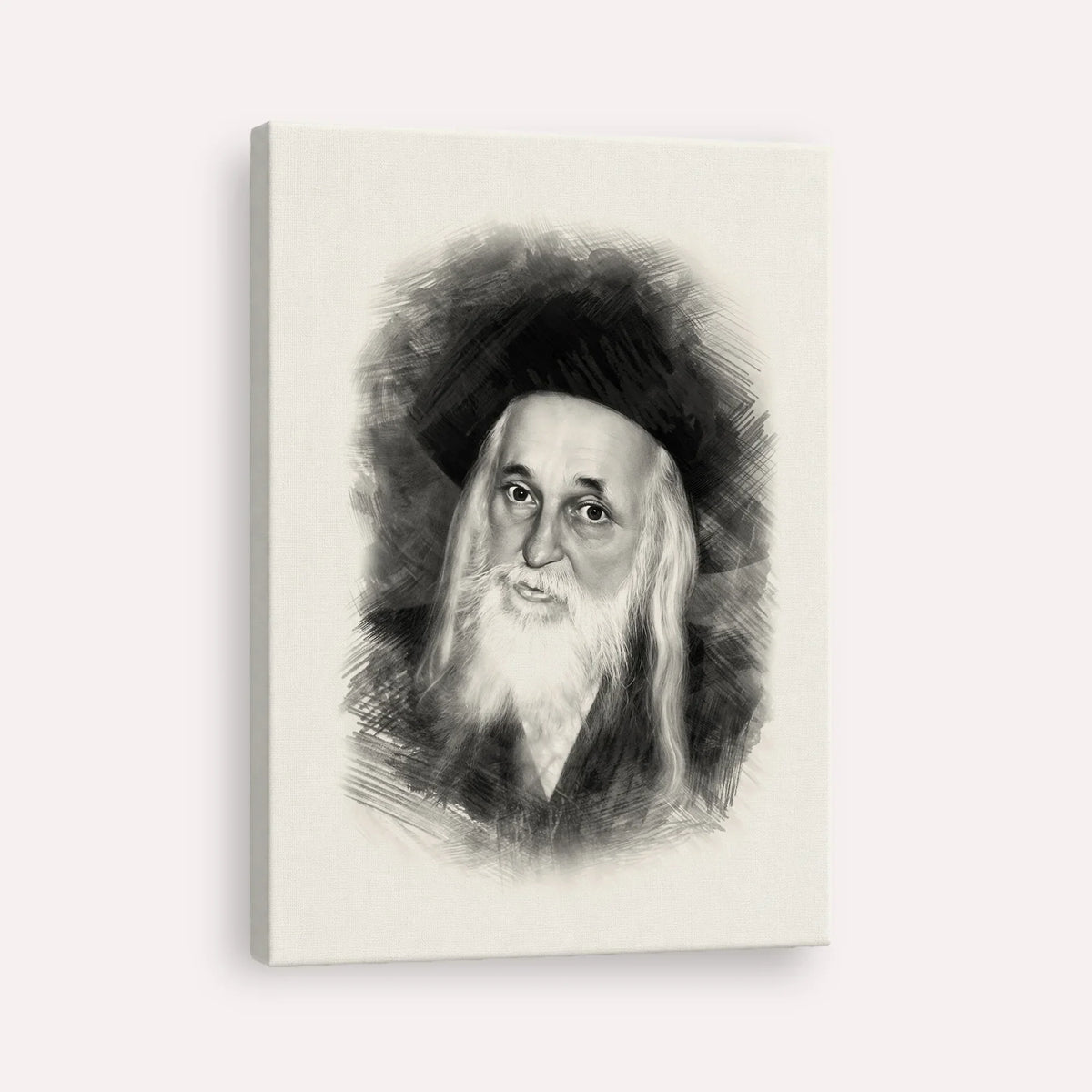 The Satmar Rebbe (Rabbi Yoel Teitelbaum) – Black & White – Canvas Vertical | Jewish Wall Art, Gedolim Pictures