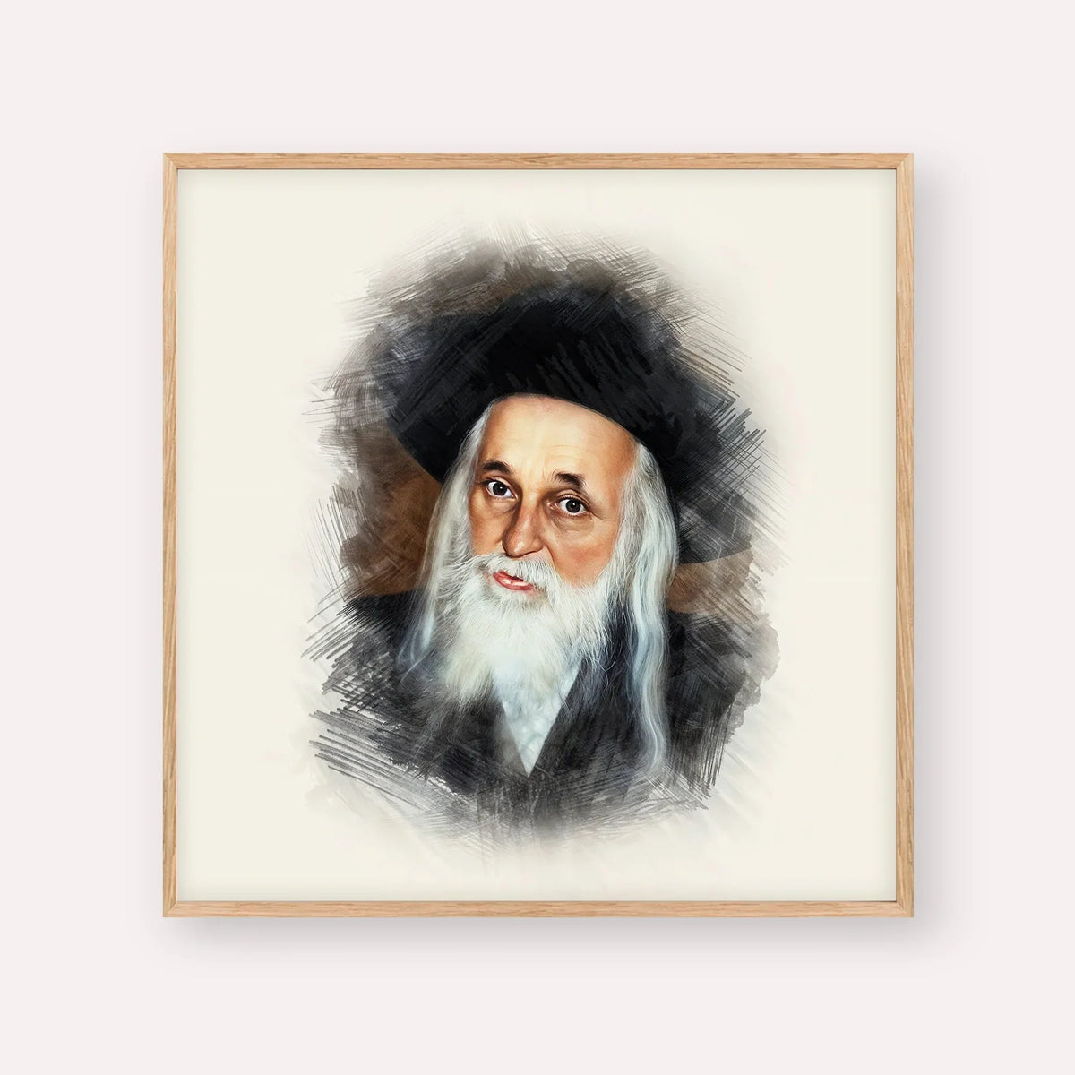 The Satmar Rebbe (Rabbi Yoel Teitelbaum) – Wood Frame Square | Jewish Wall Art, Gedolim Pictures