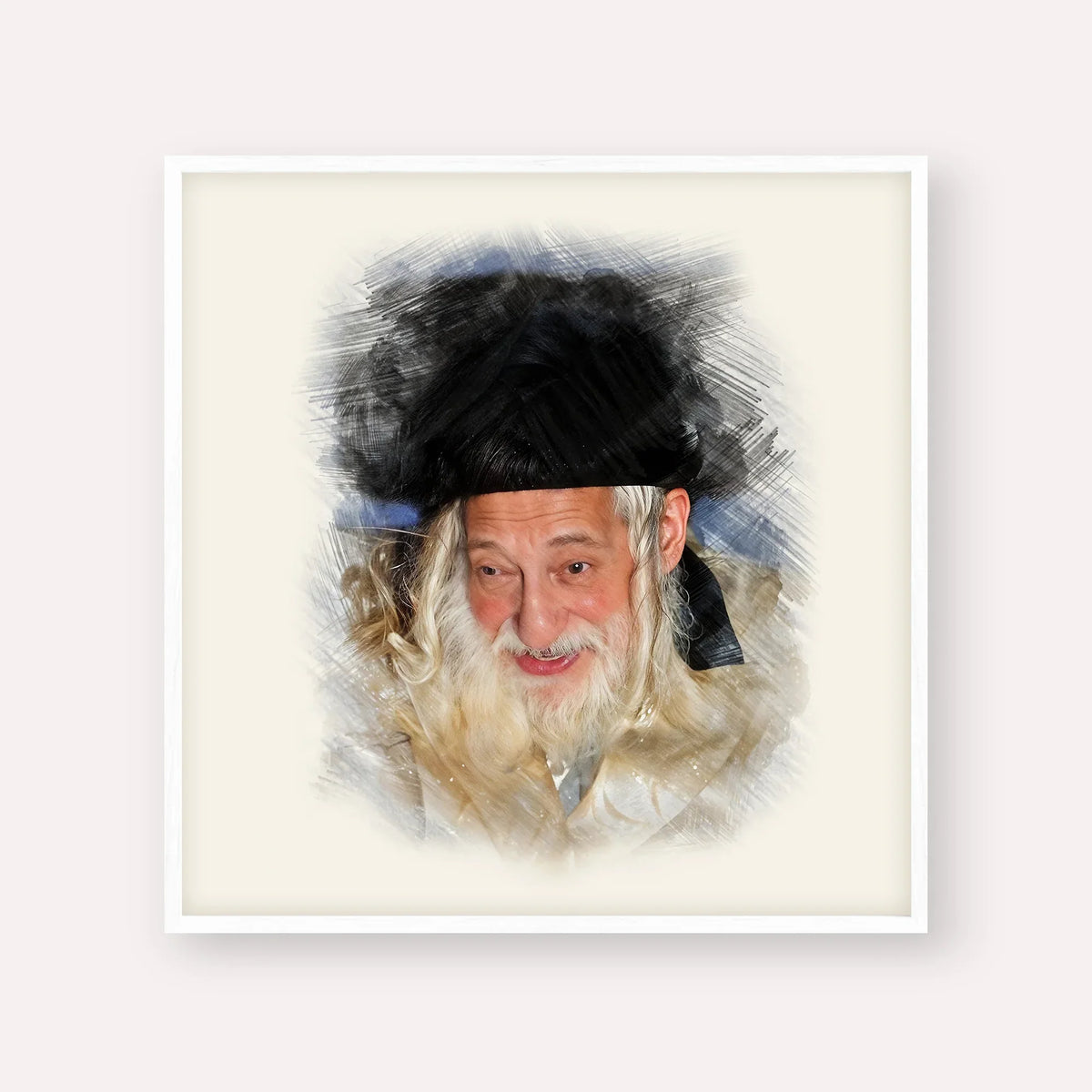 The Skulener Rebbe - Rabbi Yisroel Avrohom Portugal – White Frame Square | Jewish Wall Art, Gedolim Pictures