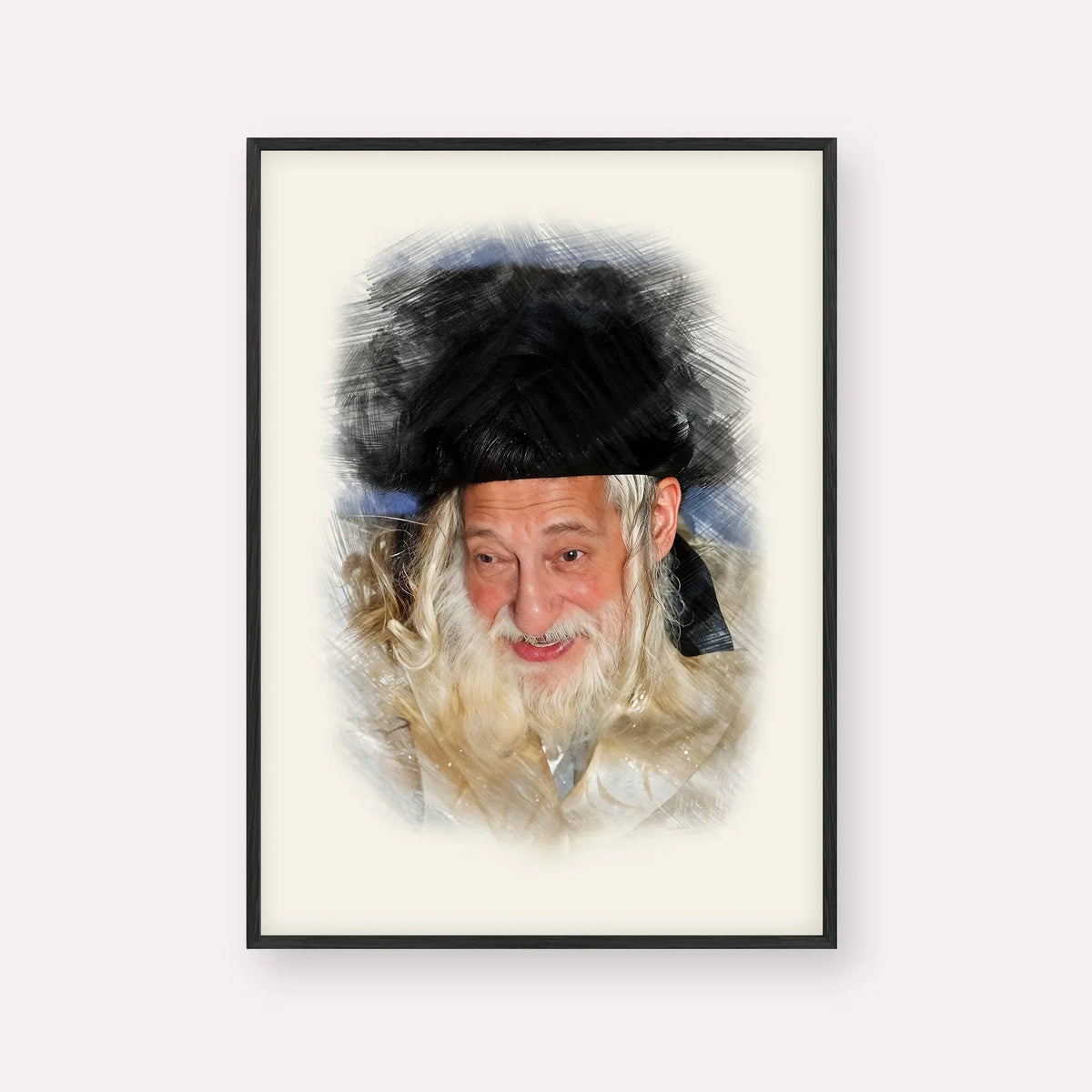 The Skulener Rebbe - Rabbi Yisroel Avrohom Portugal – Black Frame Vertical | Jewish Wall Art, Gedolim Pictures