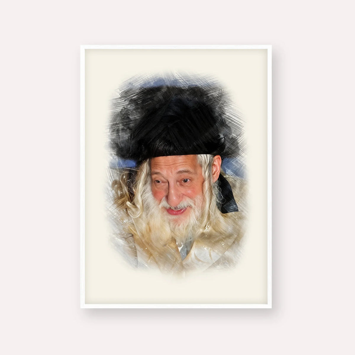 The Skulener Rebbe - Rabbi Yisroel Avrohom Portugal – White Frame Vertical | Jewish Wall Art, Gedolim Pictures