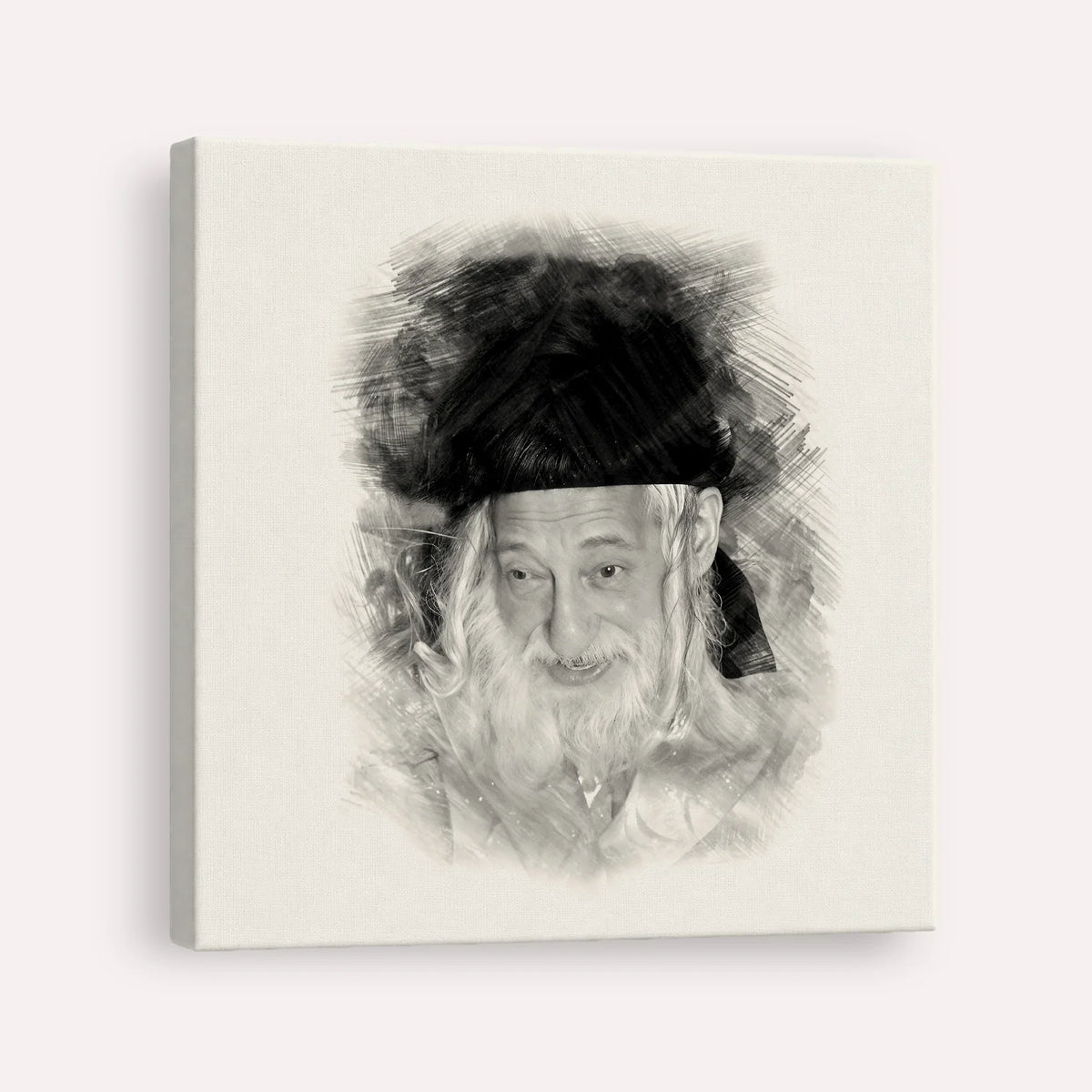 The Skulener Rebbe - Rabbi Yisroel Avrohom Portugal – Black & White – Canvas Square | Jewish Wall Art, Gedolim Pictures