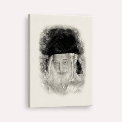 The Skulener Rebbe - Rabbi Yisroel Avrohom Portugal – Black & White – Canvas Vertical | Jewish Wall Art, Gedolim Pictures
