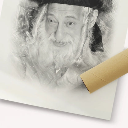The Skulener Rebbe - Rabbi Yisroel Avrohom Portugal – Black & White – Fine Art Print | Jewish Wall Art, Gedolim Pictures