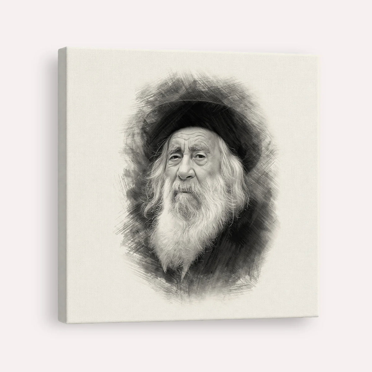 The Steipler – Black & White – Canvas Square | Jewish Wall Art, Gedolim Pictures