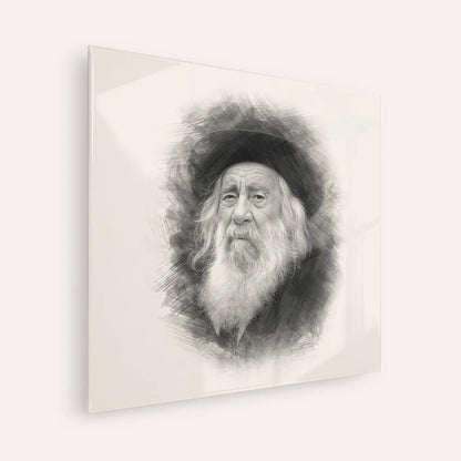 The Steipler – Black & White – Acrylic Glass Square | Jewish Wall Art, Gedolim Pictures