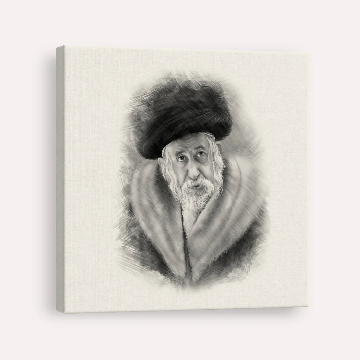 The Tosher Rebbe – Black & White – Canvas Square | Jewish Wall Art, Gedolim Pictures