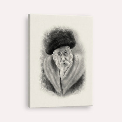 The Tosher Rebbe – Black & White – Canvas Vertical | Jewish Wall Art, Gedolim Pictures
