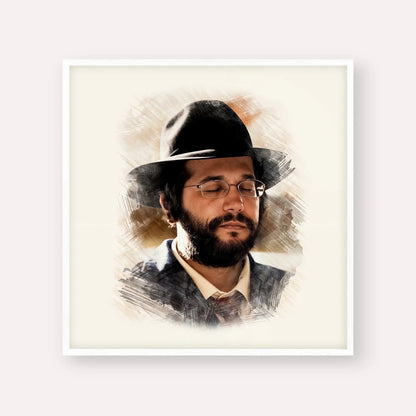 The Yanuka - Rabbi Shlomo Yehuda – White Frame Square | Jewish Wall Art, Gedolim Pictures