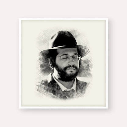 The Yanuka - Rabbi Shlomo Yehuda – White Frame Square | Jewish Wall Art, Gedolim Pictures