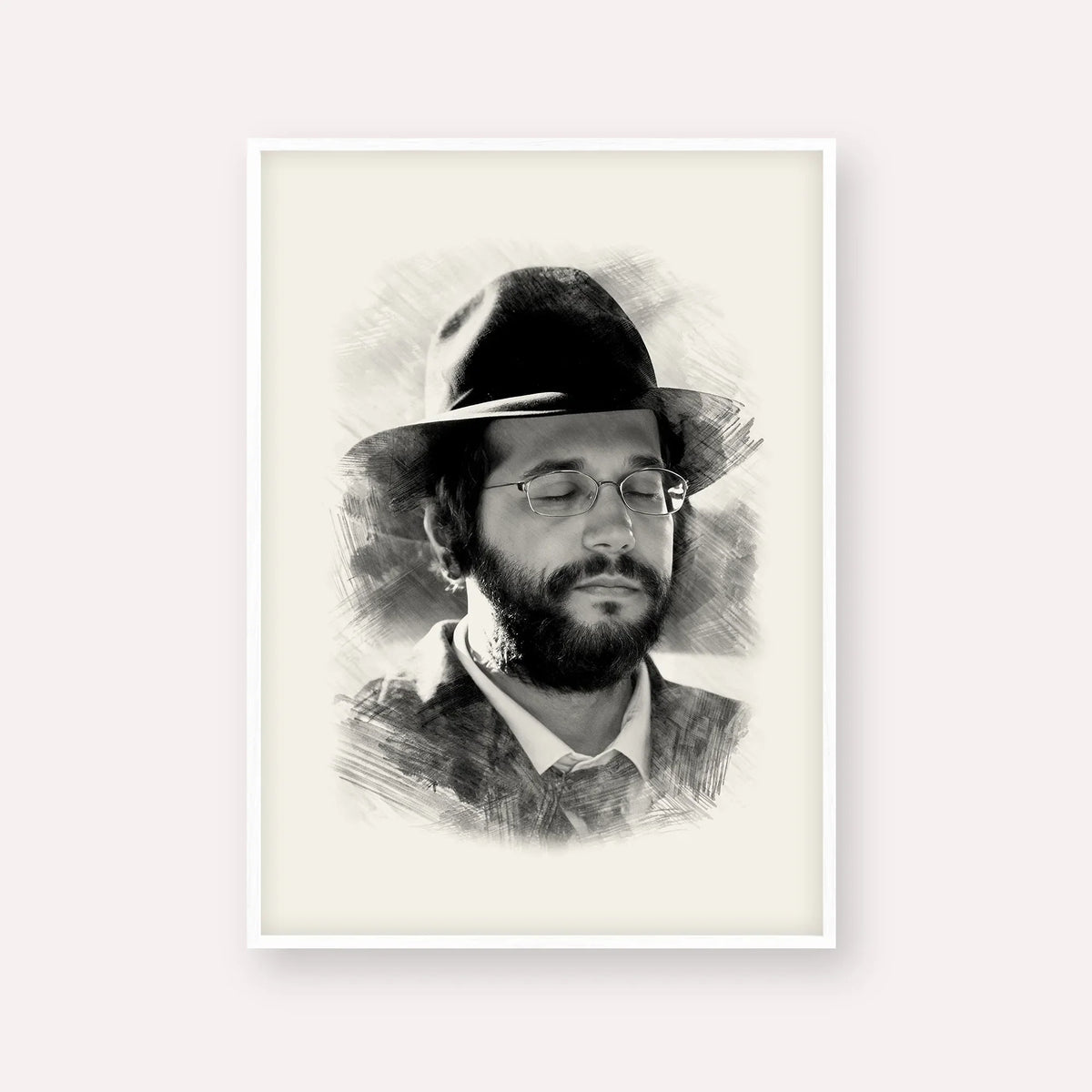 The Yanuka - Rabbi Shlomo Yehuda – White Frame Vertical | Jewish Wall Art, Gedolim Pictures