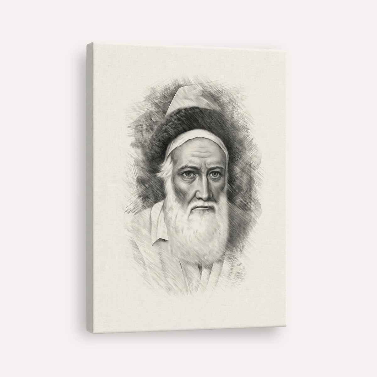 Tzemach Tzedek – Black & White – Canvas Vertical | Jewish Wall Art, Gedolim Pictures