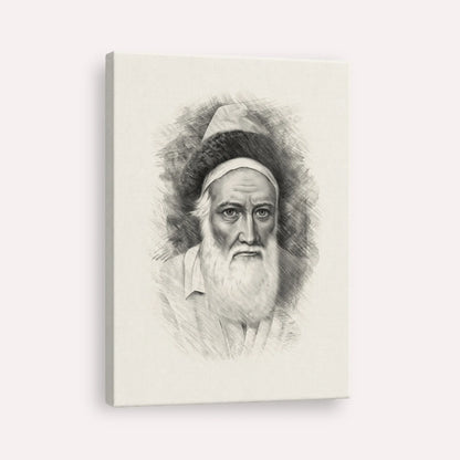 Tzemach Tzedek – Black & White – Canvas Vertical | Jewish Wall Art, Gedolim Pictures