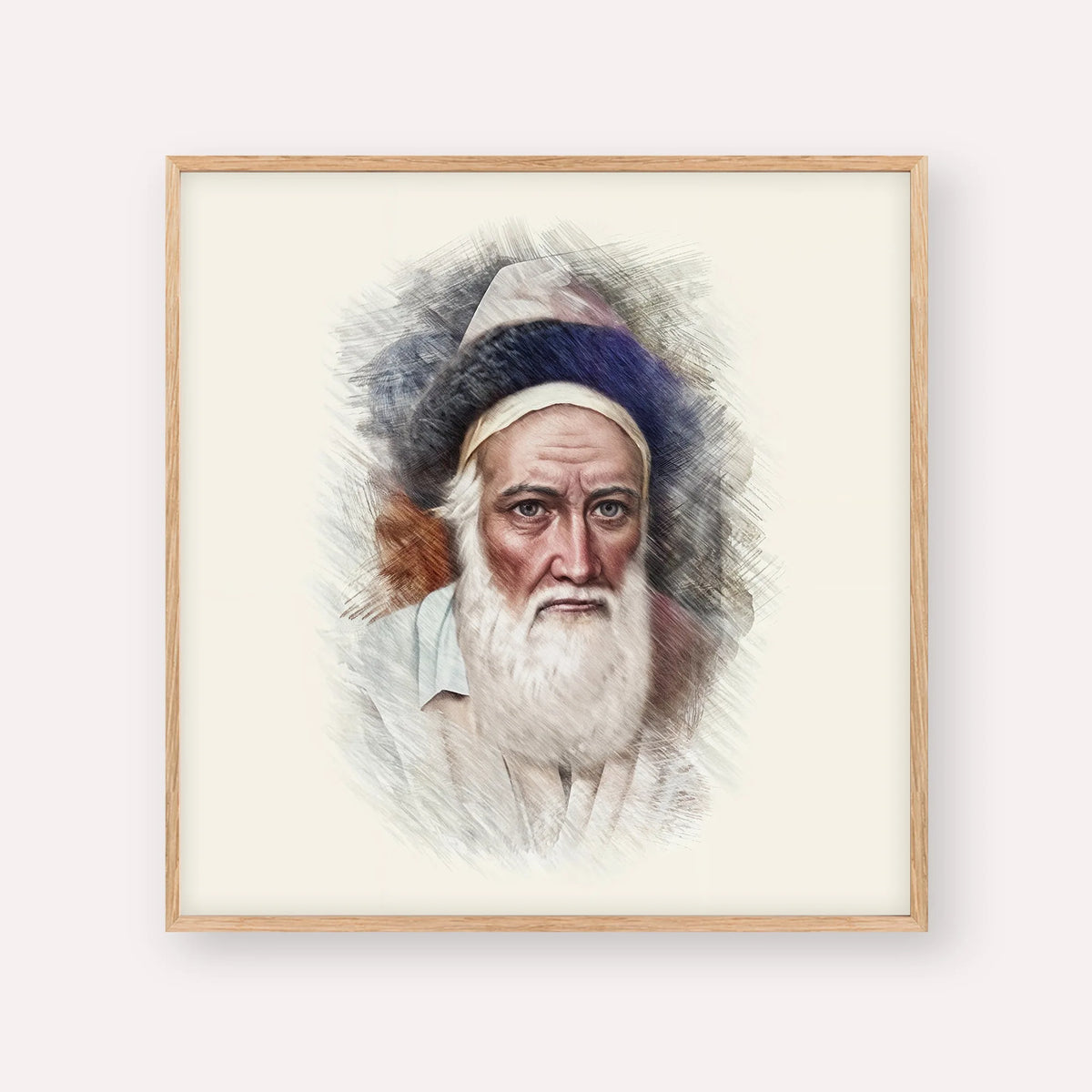 Tzemach Tzedek – Wood Frame Square | Jewish Wall Art, Gedolim Pictures