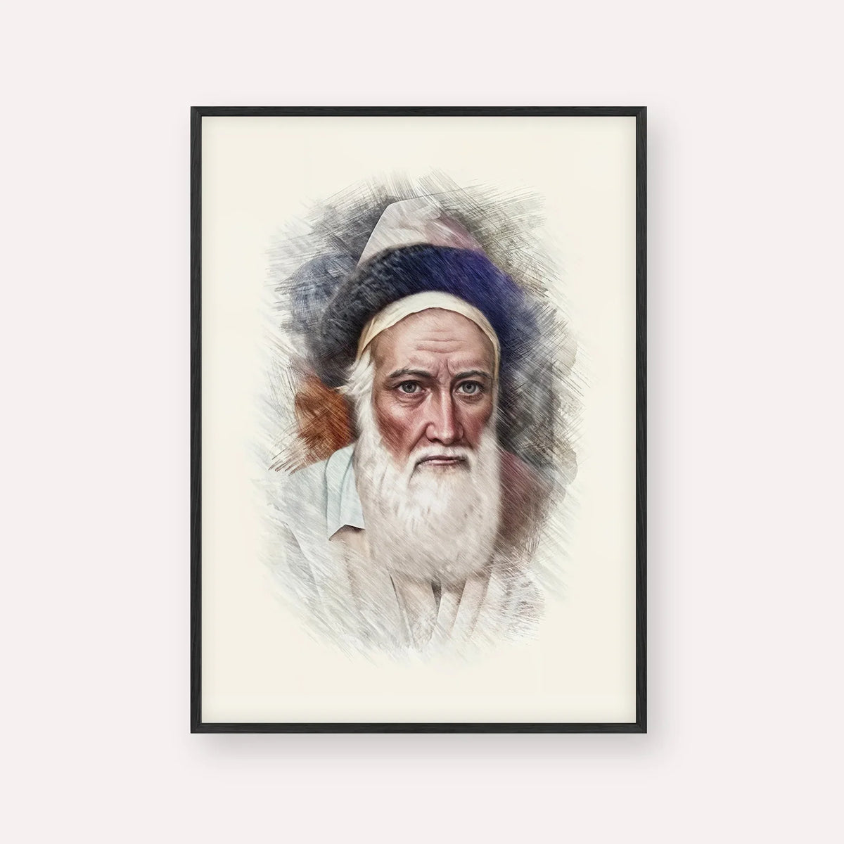 Tzemach Tzedek – Black Frame Vertical | Jewish Wall Art, Gedolim Pictures