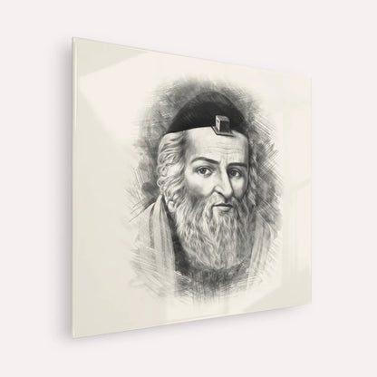 Vilna Gaon – Black & White – Acrylic Glass Square | Jewish Wall Art, Gedolim Pictures