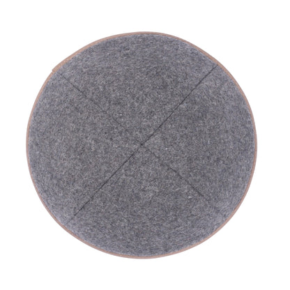 iKippah Gray Wool W/ Tan Leather Rim