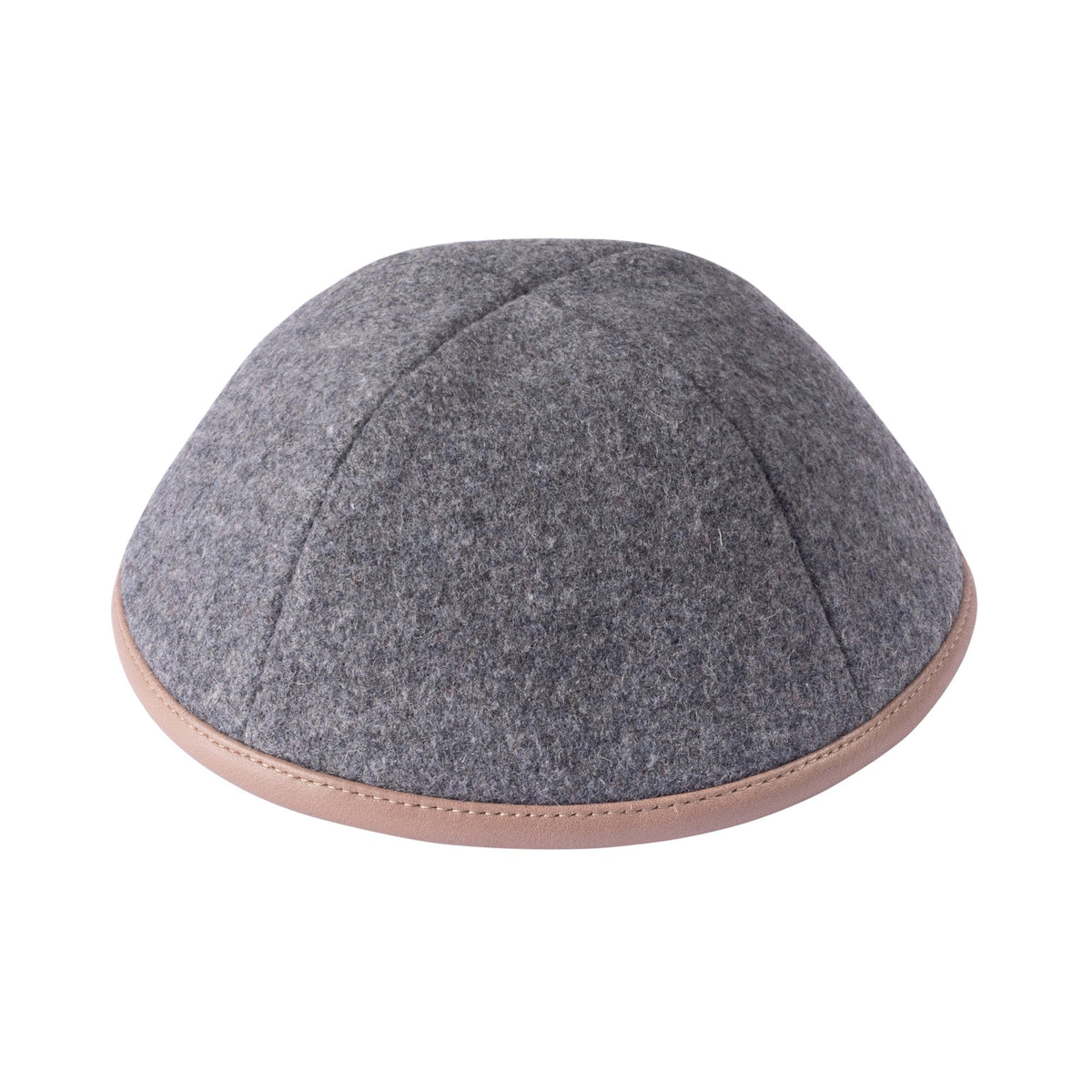 iKippah Gray Wool W/ Tan Leather Rim